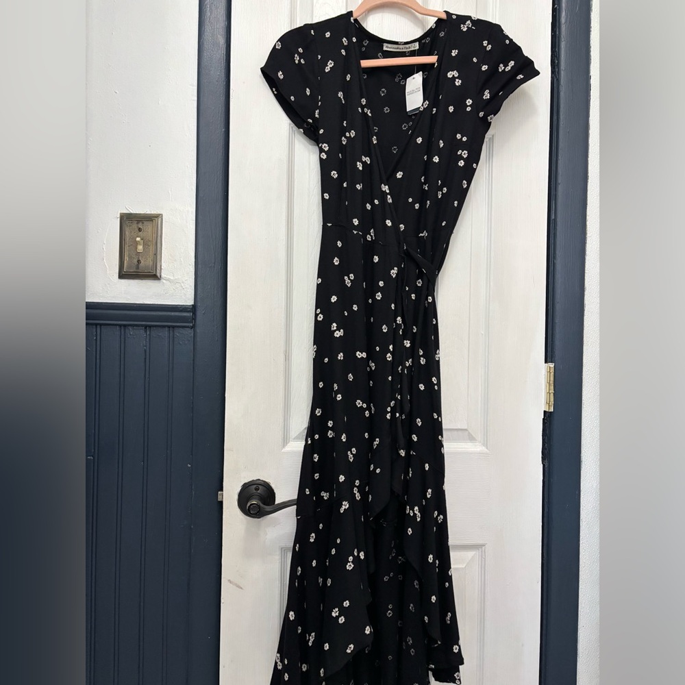 Black Floral Wrap Dress - Picture 2 of 2